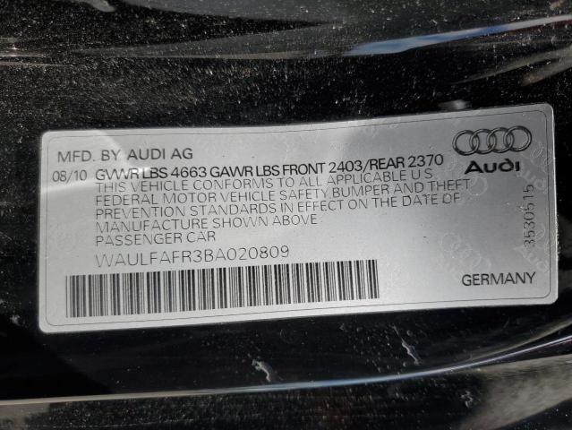 WAULFAFR3BA020809 - 2011 AUDI A5 PREMIUM PLUS BLACK photo 12