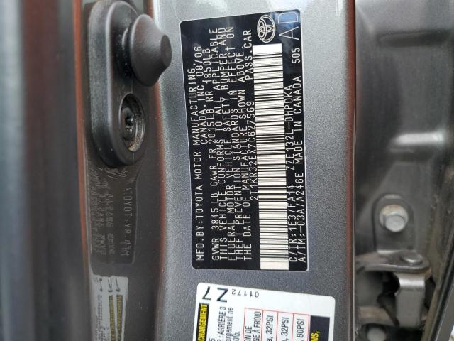 2T1KR32EX7C627569 - 2002 TOYOTA COROLLA MA XR GRAY photo 12