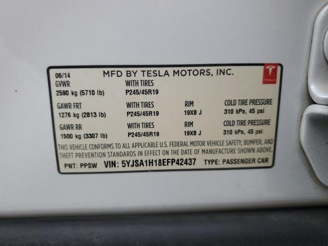 5YJSA1H18EFP42437 - 2014 TESLA MODEL S 白色 照片 13