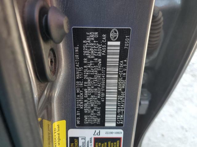 4T1BF1FK6GU545172 - 2016 TOYOTA CAMRY LE CHARCOAL photo 12