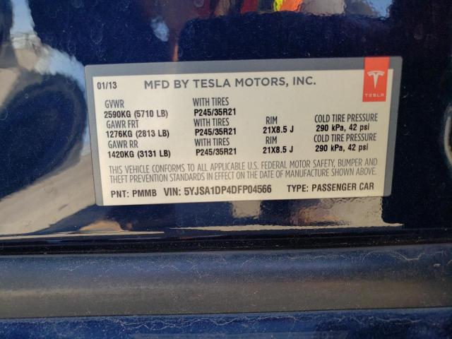 5YJSA1DP4DFP04566 - 2013 TESLA MODEL S Mavi foto 12