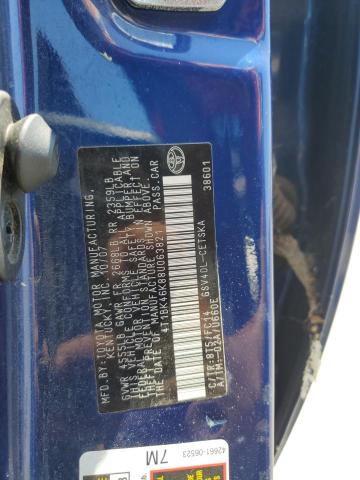 4T1BK46K88U063821 - 2008 TOYOTA CAMRY LE BLUE photo 12