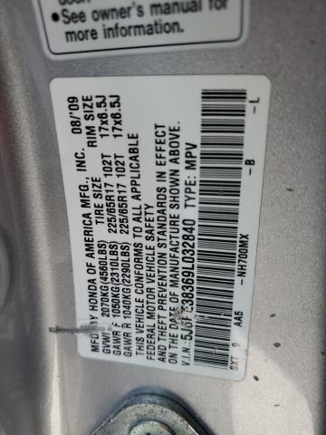 5J6RE38369L032840 - 2009 HONDA CR-V LX SILVER photo 13