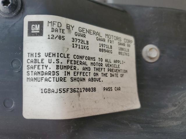 1G8AJ55F36Z170038 - 2006 SATURN ION LEVEL 2 BLUE photo 12