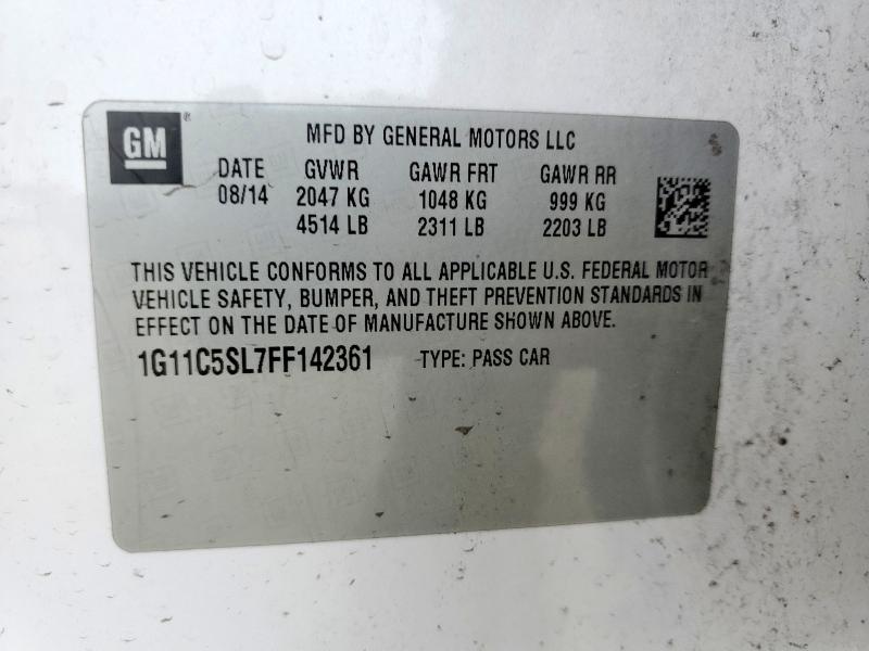 1G11C5SL7FF142361 - 2015 CHEVROLET MALIBU 1LT WHITE photo 12