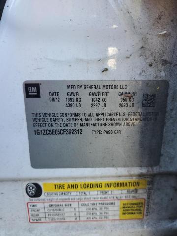 1G1ZC5E05CF392312 - 2012 CHEVROLET MALIBU 1LT WHITE photo 12