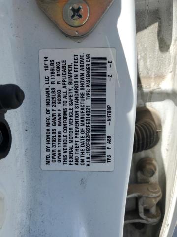 19XFB2F92FE014021 - 2015 HONDA CIVIC EXL 白色 照片 12