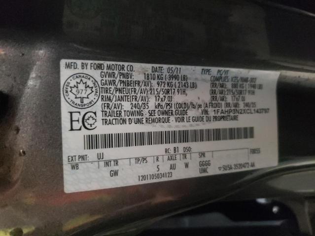 1FAHP3N2XCL143797 - 2012 FORD FOCUS TITANIUM GRAY photo 14