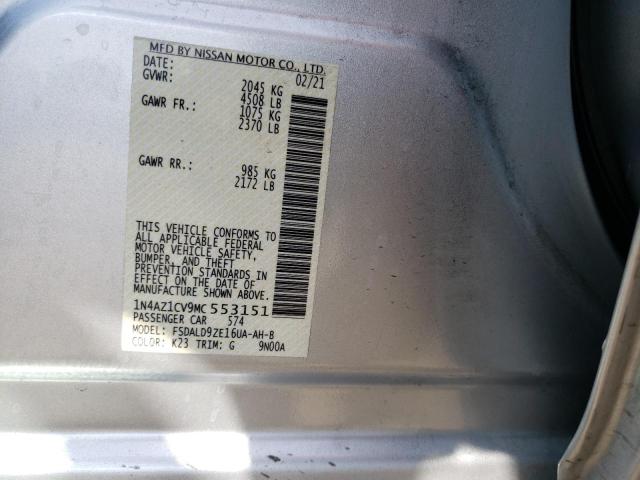 1N4AZ1CV9MC553151 - 2021 NISSAN LEAF SV SILVER photo 13