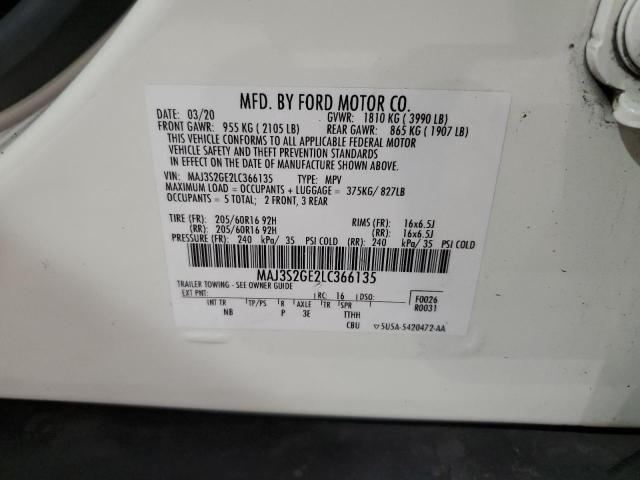 MAJ3S2GE2LC366135 - 2020 FORD ECOSPORT SE თეთრი ფოტო 14