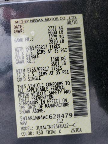 5N1AR1NN4AC628479 - 2010 NISSAN PATHFINDER S CHARCOAL photo 13