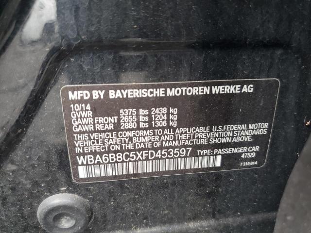 WBA6B8C5XFD453597 - 2015 BMW 640 XI GRAN COUPE BLACK photo 12