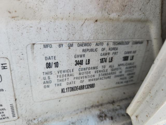 KL1TD6DE4BB132980 - 2011 CHEVROLET AVEO LS Ağ foto 13