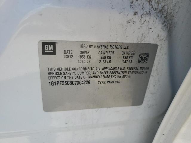 1G1PF5SC8C7304229 - 2012 CHEVROLET CRUZE LT 白色 照片 12