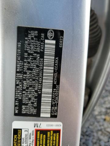 4T1BE46K98U769056 - 2008 TOYOTA CAMRY CE SILVER photo 12