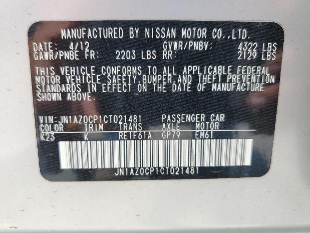 JN1AZ0CP1CT021481 - 2012 NISSAN LEAF SV SILVER photo 12