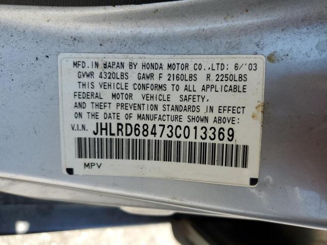 JHLRD68473C013369 - 2003 HONDA CR-V LX SILVER photo 14