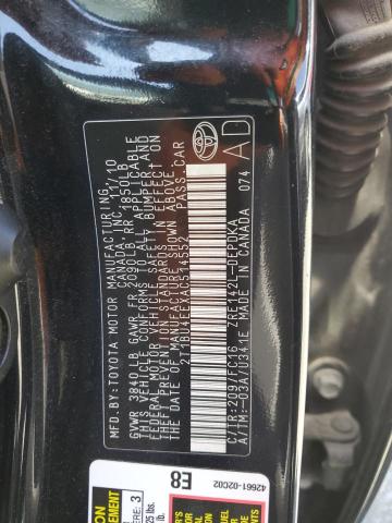 2T1BU4EEXAC514552 - 2010 TOYOTA COROLLA BASE შავი ფოტო 12