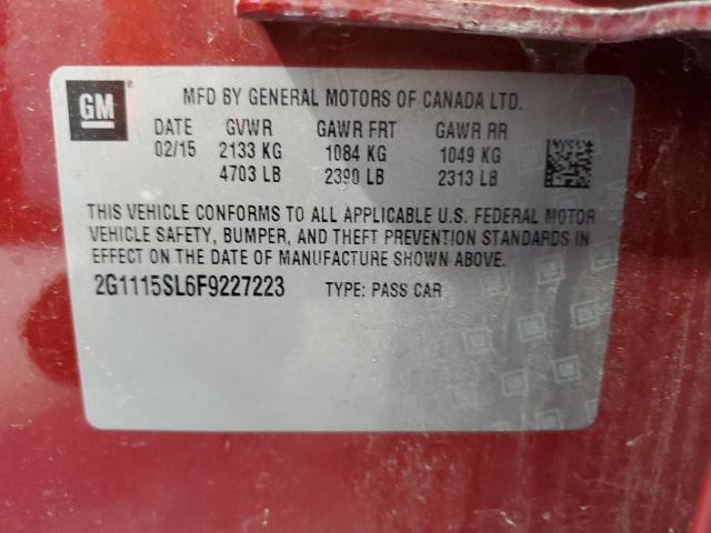 2G1115SL6F9227223 - 2015 CHEVROLET IMPALA LT RED photo 13