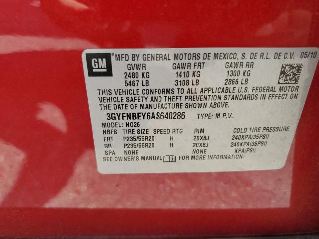 3GYFNBEY6AS640286 - 2010 CADILLAC SRX PERFORMANCE COLLECTION Қызыл фото 13