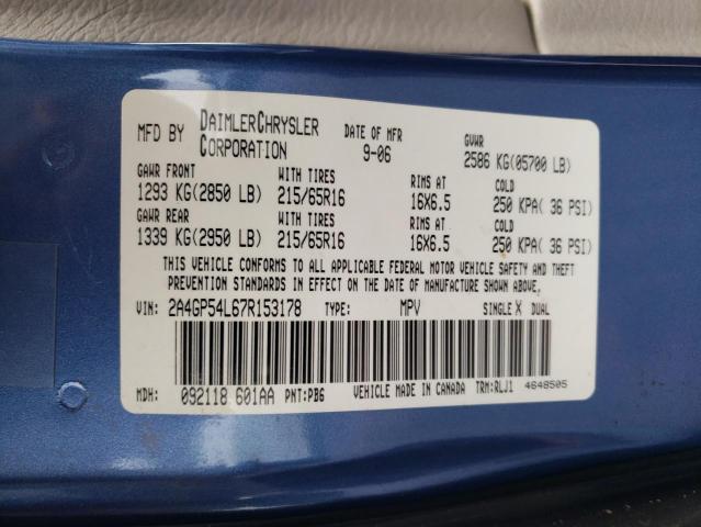 2A4GP54L67R153178 - 2007 CHRYSLER TOWN & COU TOURING 蓝色 照片 13