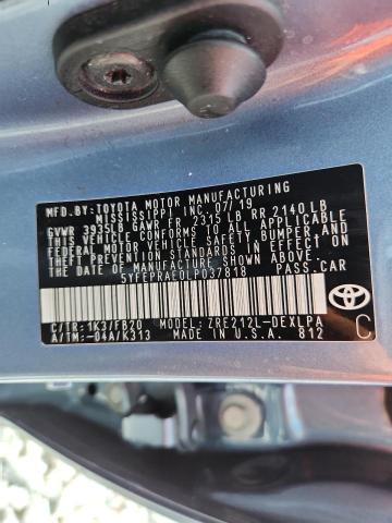 5YFEPRAE0LP037818 - 2020 TOYOTA COROLLA LE BLUE photo 13