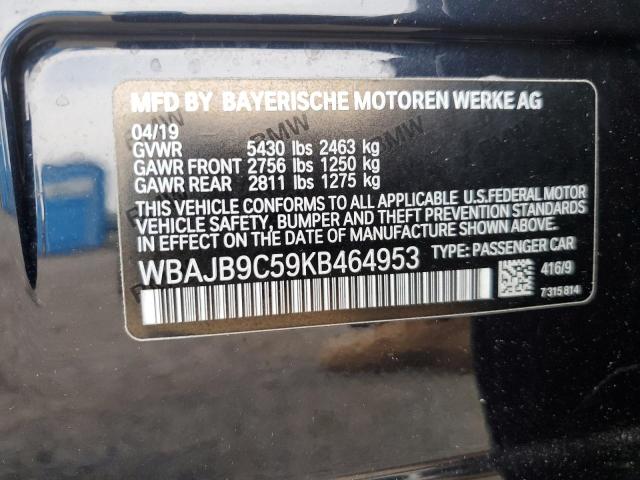WBAJB9C59KB464953 - 2019 BMW M550XI BLACK photo 12