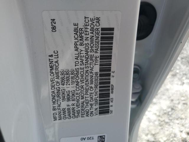 19XFL1H71RE030248 - 2024 HONDA CIVIC EXL WHITE photo 12