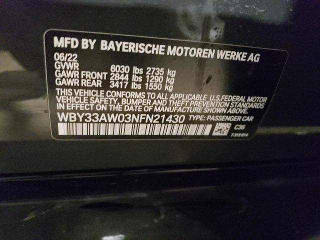 WBY33AW03NFN21430 - 2022 BMW I4 M50 BLACK photo 12