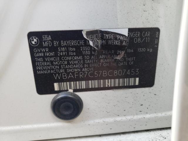 WBAFR7C57BC807453 - 2011 BMW 535I I WHITE photo 13