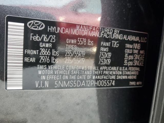 5NMS5DA12PH005574 - 2023 HYUNDAI SANTA FE LIMITED GRAY photo 13