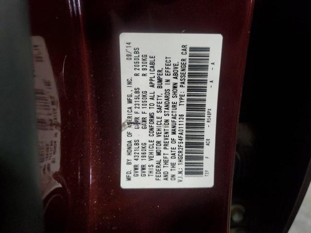 1HGCR2F54FA011136 - 2015 HONDA ACCORD SPORT BURGUNDY photo 12