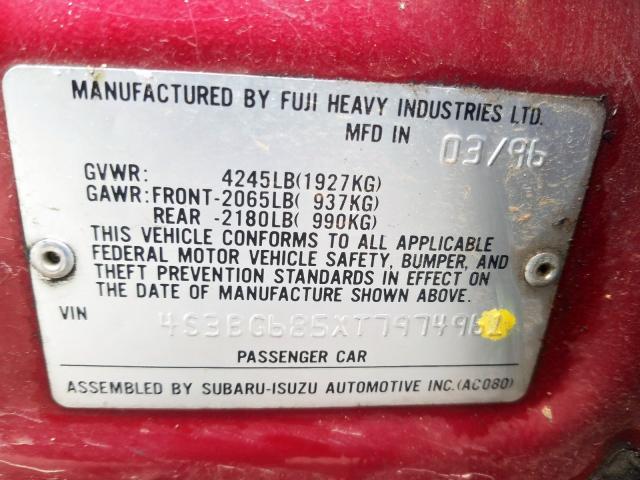 4S3BG685XT7974961 - 1996 SUBARU LEGACY OUTBACK  photo 10