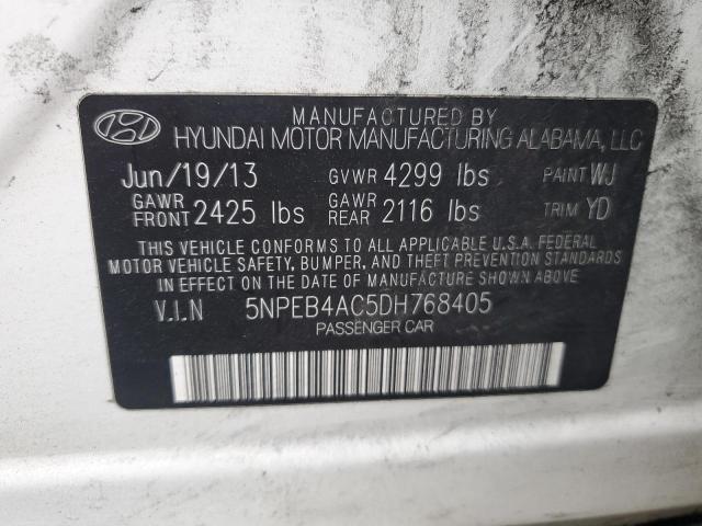 5NPEB4AC5DH768405 - 2013 HYUNDAI SONATA GLS WHITE photo 12