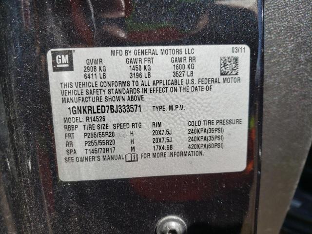 1GNKRLED7BJ333571 - 2011 CHEVROLET TRAVERSE LTZ BLACK photo 10