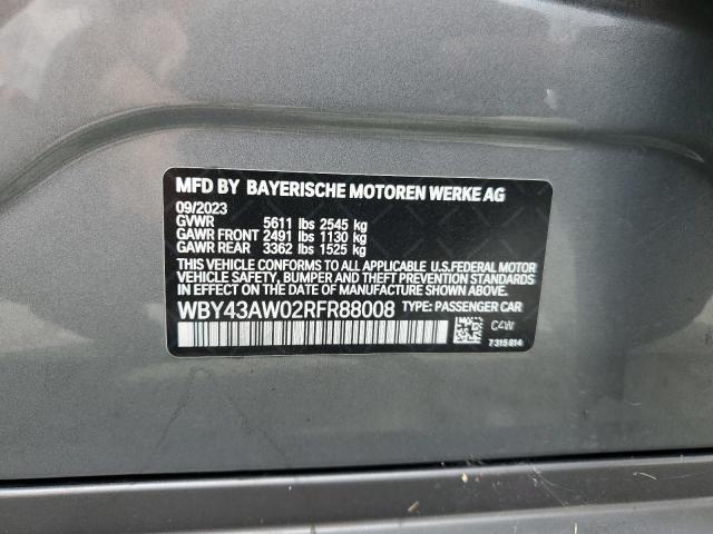 WBY43AW02RFR88008 - 2024 BMW I4 EDRIVE 35 GRAY photo 12
