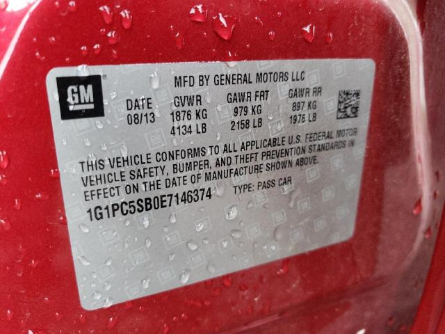 1G1PC5SB0E7146374 - 2014 CHEVROLET CRUZE LT RED photo 12