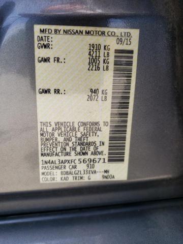 1N4AL3APXFC569671 - 2015 NISSAN ALTIMA 2.5 GRAY photo 12