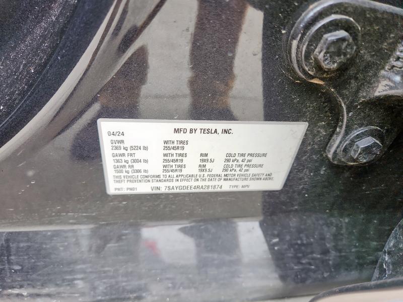 7SAYGDEE4RA281874 - 2024 TESLA MODEL Y Szary zdjęcie 12