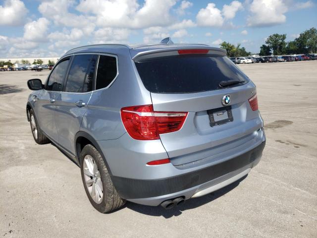 5UXWX9C59D0A29232 - 2013 BMW X3 XDRIVE28I GRAY photo 3