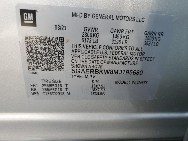 5GAERBKW8MJ195680 - 2021 BUICK ENCLAVE ESSENCE 银色 照片 13