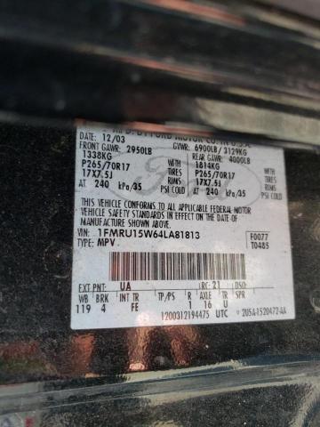 1FMRU15W64LA81813 - 2004 FORD EXPEDITION XLT BLACK photo 10