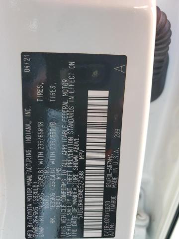 5TDGZRAH3MS527398 - 2021 TOYOTA HIGHLANDER XLE Ağ foto 12