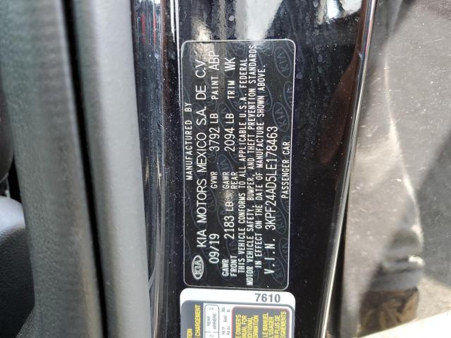 3KPF24AD5LE178463 - 2020 KIA FORTE FE BLACK photo 12