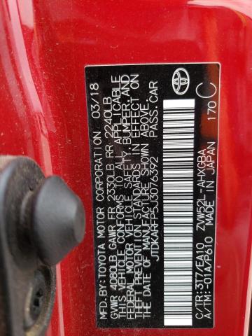 JTDKARFP5J3076392 - 2018 TOYOTA PRIUS PRIM 红色 照片 12