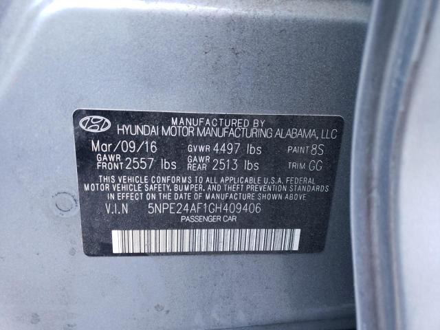 5NPE24AF1GH409406 - 2016 HYUNDAI SONATA SE SILVER photo 12