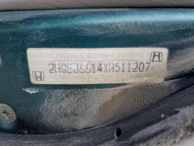 2HGEJ6614XH511207 - 1999 HONDA CIVIC BASE GREEN photo 10