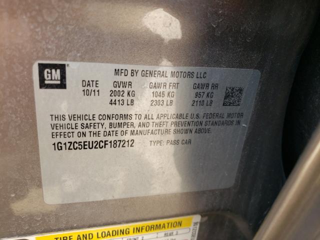 1G1ZC5EU2CF187212 - 2012 CHEVROLET MALIBU 1LT 棕色 照片 10