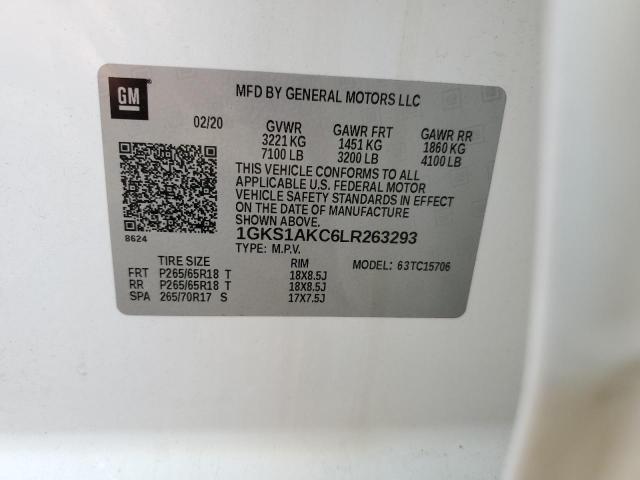 1GKS1AKC6LR263293 - 2020 GMC YUKON SLE WHITE photo 13