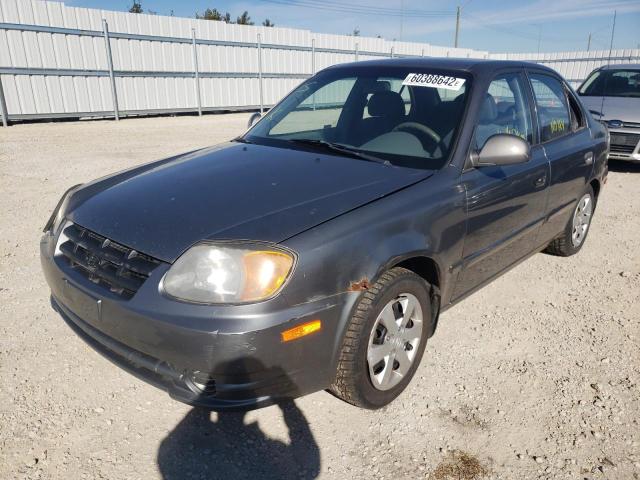 KMHCG45C63U489242 - 2003 HYUNDAI ACCENT GL GRAY photo 2